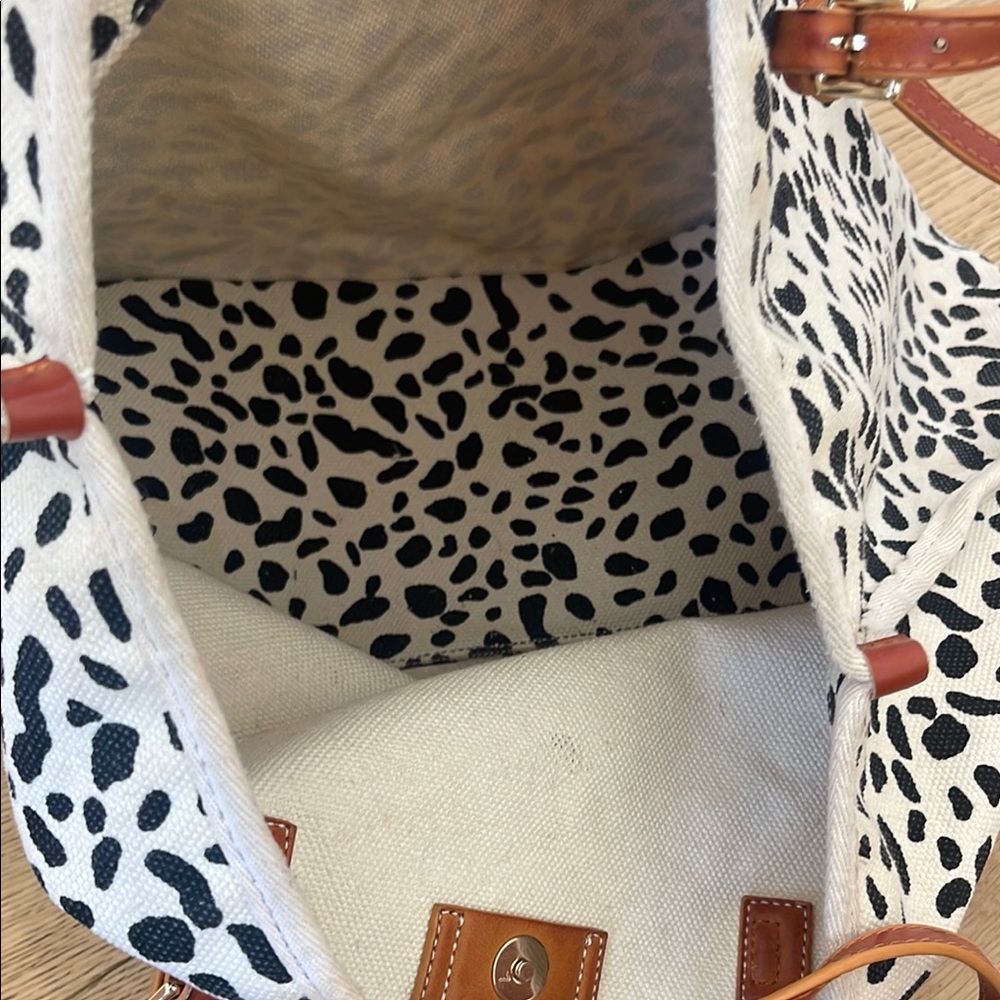 Anthropologie/Urban outfitters  Leopard Print canvas Tote Bag with Tan Straps - Picture 7 of 17